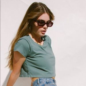 Urban Outfitters Green Cropped Tee
